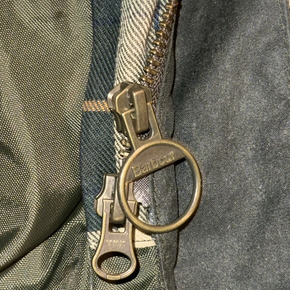 Barbour Beadnell Waxed Cotton Jacket Original Barbour Tartan Flannel Lining SZ12 - Picture 10 of 11